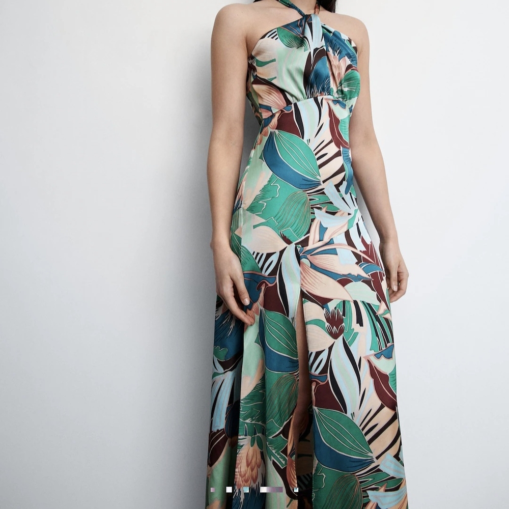 Mango Open Tropical Print Dress